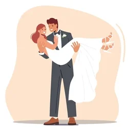 happy young groom carry bride 260nw 2195877093 e1745190619299